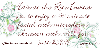 Enjoy a 30 minute facial with a 30 minute massage for just $79.99 at Hair at the Ritz!